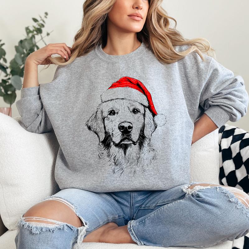 Santa Paws Christmas Dog Sweatshirt – 50 Dog Breeds in Festive Santa Hat