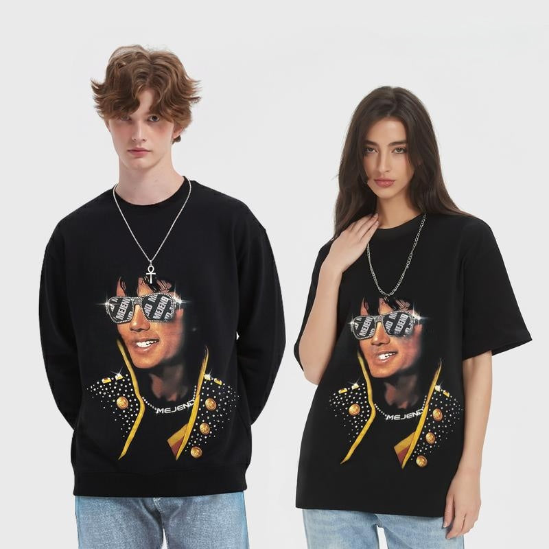 rhinestone Graphic Tees MeJend Sweatshirt Crewneck Menswear