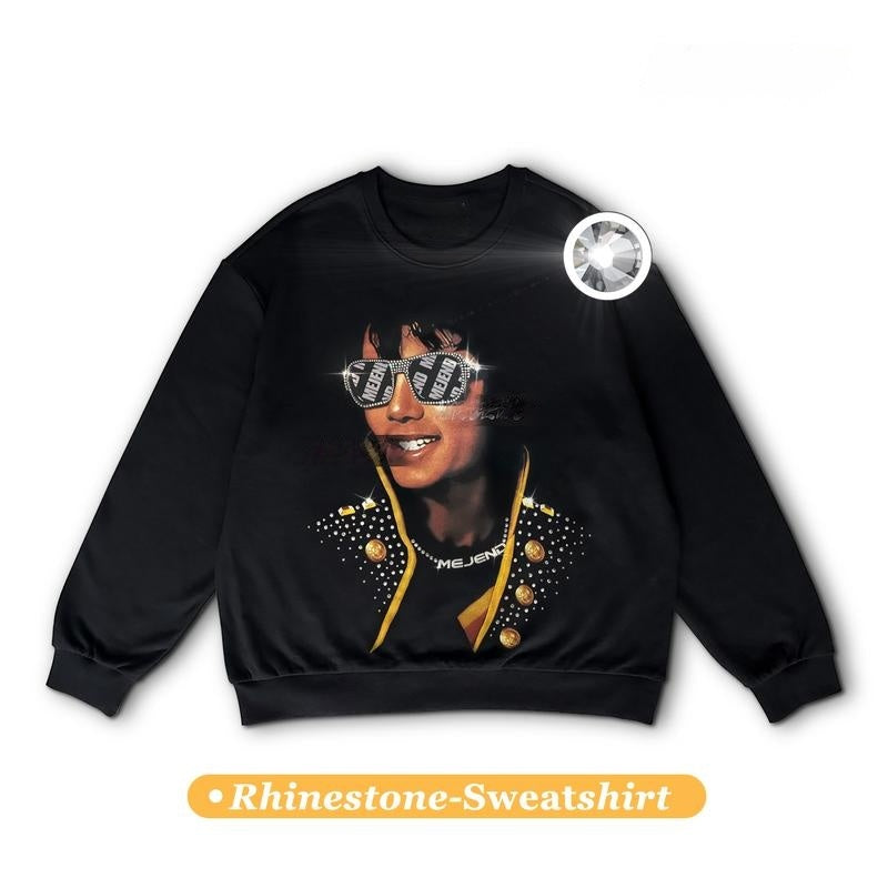 rhinestone Graphic Tees MeJend Sweatshirt Crewneck Menswear