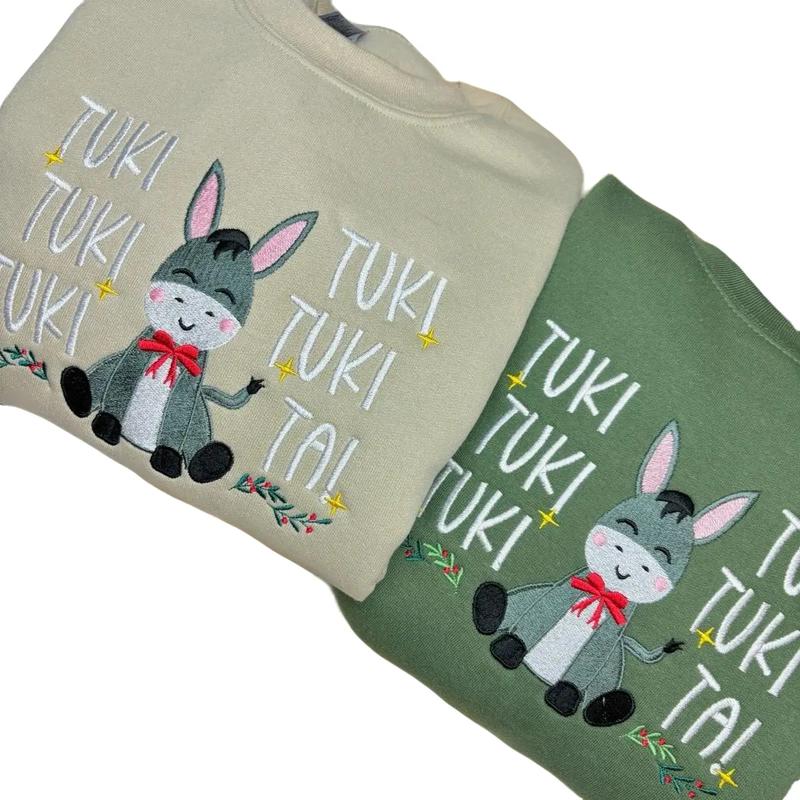 Mi Burrito Sabanero Tuki Tuki Tuki Inspired Christmas Embroidered Sweatshirt