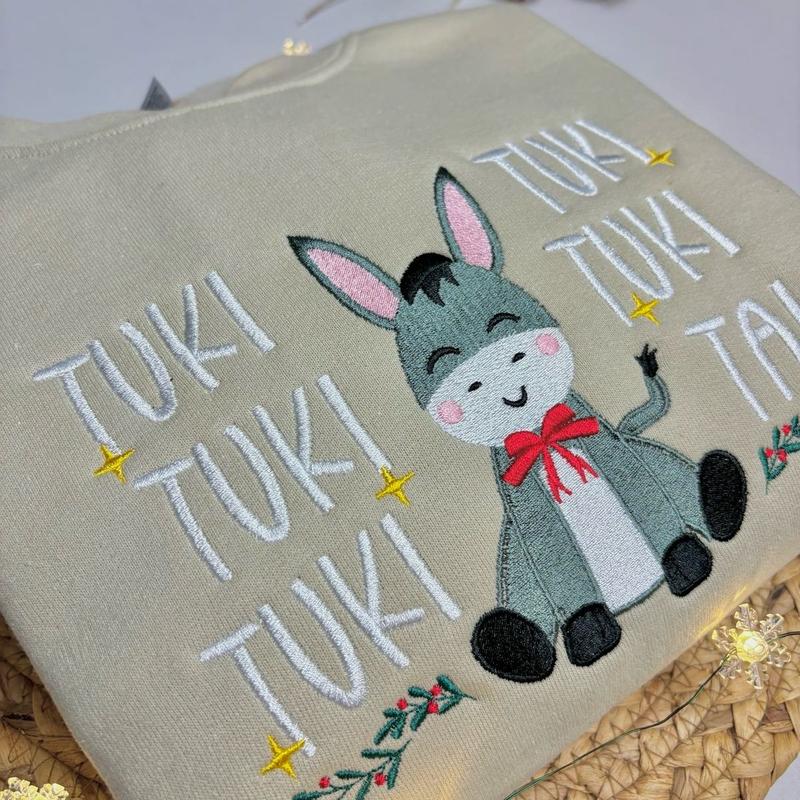 Mi Burrito Sabanero Tuki Tuki Tuki Inspired Christmas Embroidered Sweatshirt