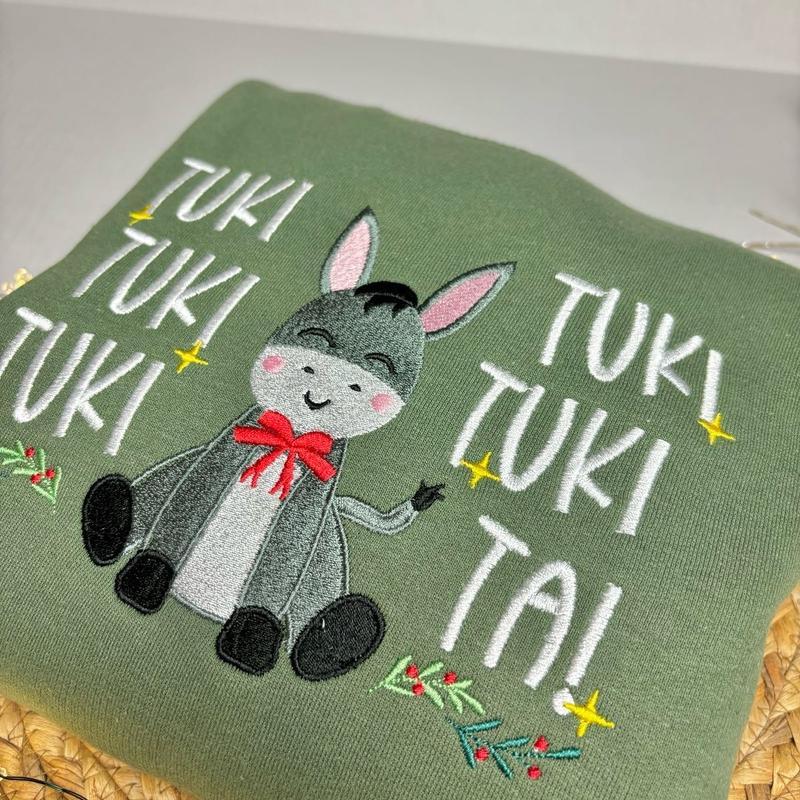 Mi Burrito Sabanero Tuki Tuki Tuki Inspired Christmas Embroidered Sweatshirt