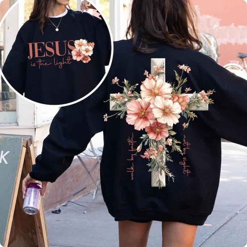 Jesus is the Light Floral Christian sweatShirt Motivational Quotes sweatshirt