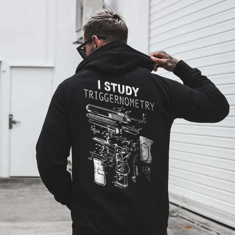 I Study Triggernometry hoodie, Funny Gun Lover T-Shirt, Pro 2A Sweatshirt, Tactical Hoodie for Men