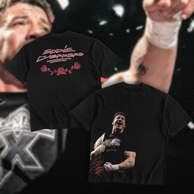 UNDISPUTED Eddie Guerrero Latino Heat WWE Champion Heavy Cotton Shirt Wrestlemania Tshirt Breathable Printing