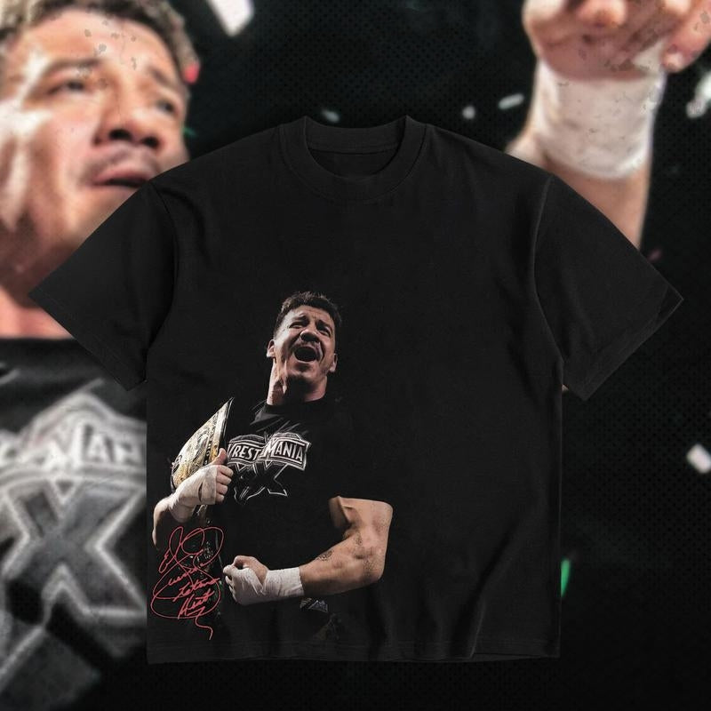 UNDISPUTED Eddie Guerrero Latino Heat WWE Champion Heavy Cotton Shirt Wrestlemania Tshirt Breathable Printing