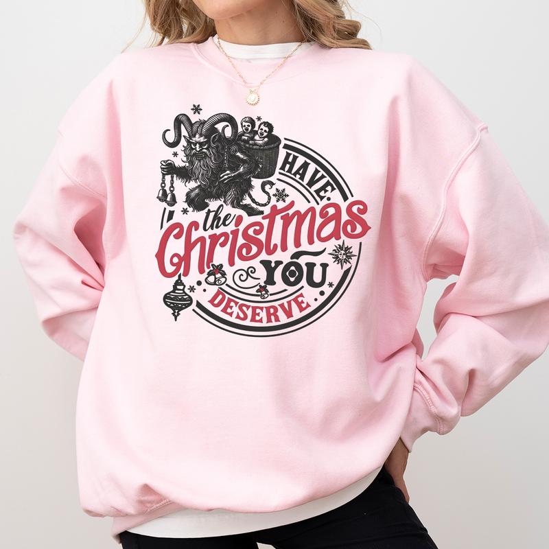 Krampus Christmas Sweatshirt, Sarcastic Funny Christmas Krampusnacht, Spooky Christmas Crewneck
