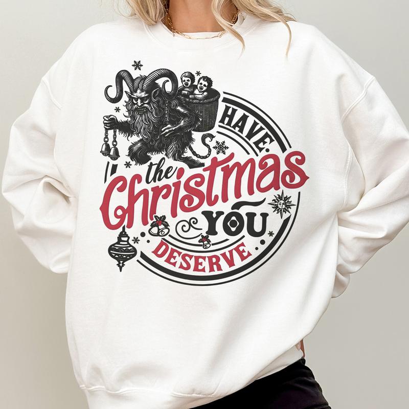 Krampus Christmas Sweatshirt, Sarcastic Funny Christmas Krampusnacht, Spooky Christmas Crewneck