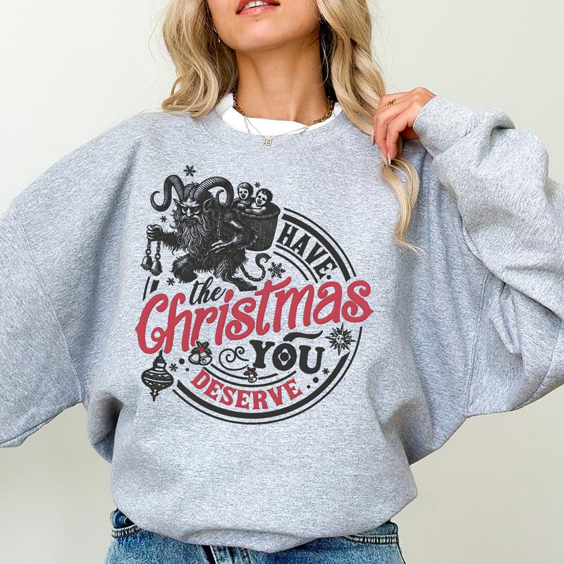 Krampus Christmas Sweatshirt, Sarcastic Funny Christmas Krampusnacht, Spooky Christmas Crewneck
