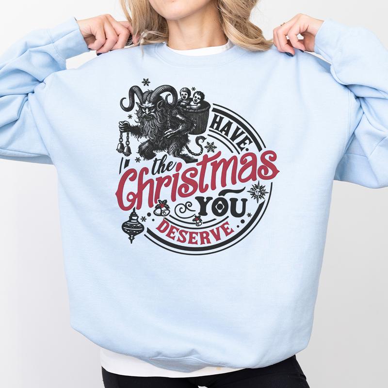 Krampus Christmas Sweatshirt, Sarcastic Funny Christmas Krampusnacht, Spooky Christmas Crewneck