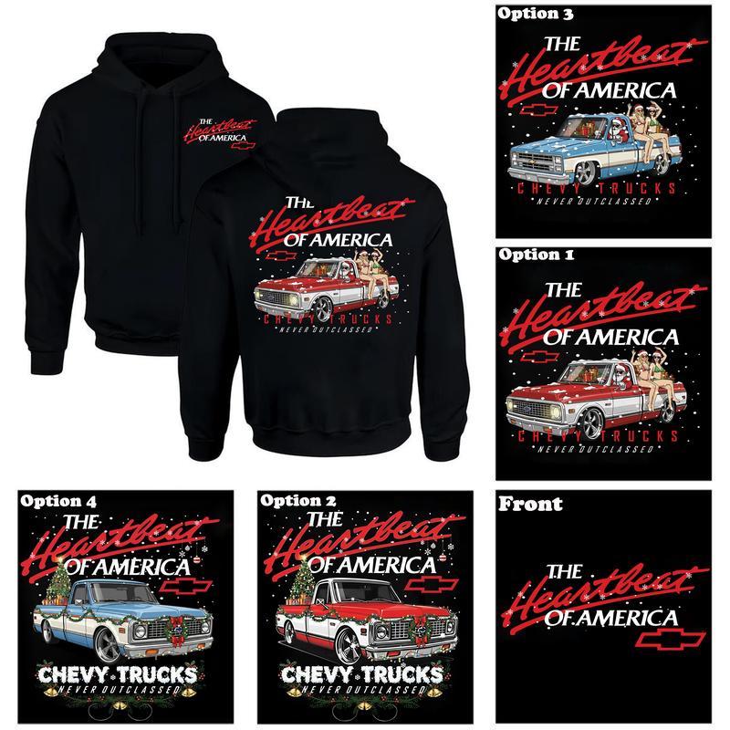 Retro Chevy Hearbeat of America Christmas T-shirt/Hoodie Truck Lover Gift for Christmas