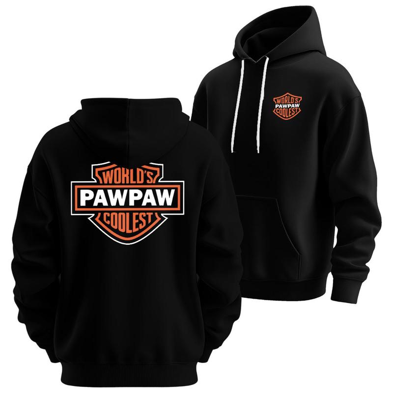 World's Coolest Grandpa/Grandma Nickname Gift Motorcycle Dad /Mom Print Back Font Shirt Sweatshirt Hoodie, Father's Day Tee Birthday Gift from Grandkids Menswear Top