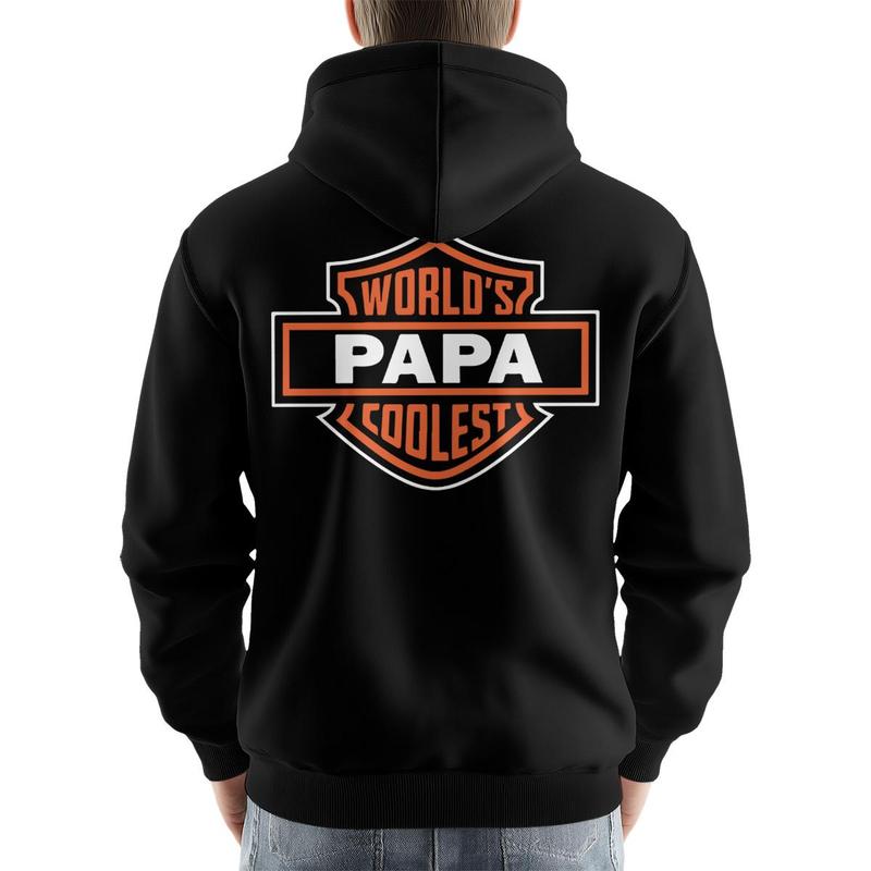 World's Coolest Grandpa/Grandma Nickname Gift Motorcycle Dad /Mom Print Back Font Shirt Sweatshirt Hoodie, Father's Day Tee Birthday Gift from Grandkids Menswear Top