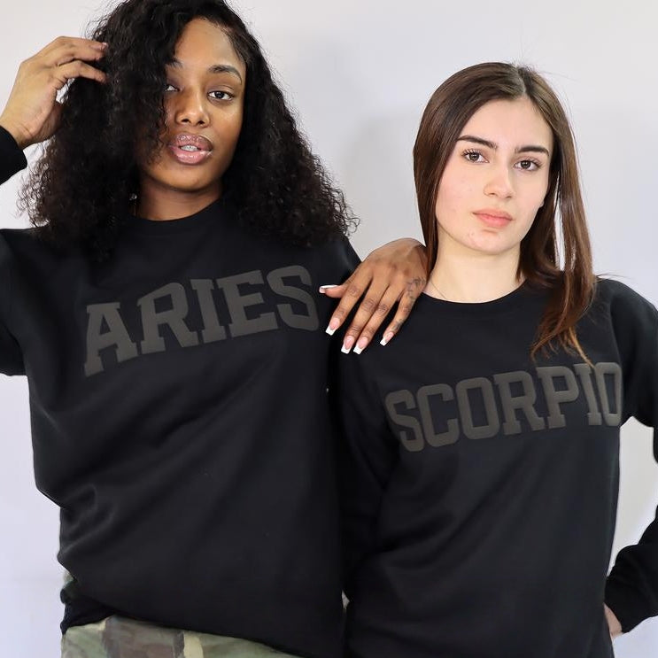 Zodiac Puff Print Top Unisex  Astrology Sweatshirt or Hoodie