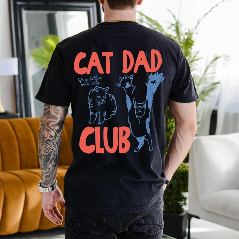 Cat Dad Shirt, Cat Dad Tee, Comfort Colors Cat Dad Club TShirt, Back Design Tee Funny Cat Shirt, Cat Lover, New Cat Dad Shirt, Pet Parent
