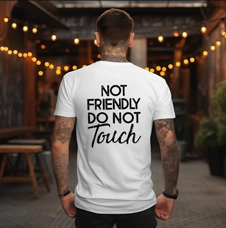 Not Friendly Do Not Touch Print, Men'S Casual Streetwear Hoodies, Comfy And Loose Hooded Pullover Top, Casual Streetwear, Fall Outfits