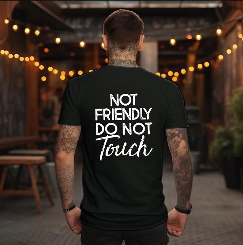 Not Friendly Do Not Touch Print, Men'S Casual Streetwear Hoodies, Comfy And Loose Hooded Pullover Top, Casual Streetwear, Fall Outfits