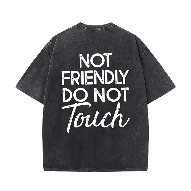 Not Friendly Do Not Touch Print, Men'S Casual Streetwear Hoodies, Comfy And Loose Hooded Pullover Top, Casual Streetwear, Fall Outfits