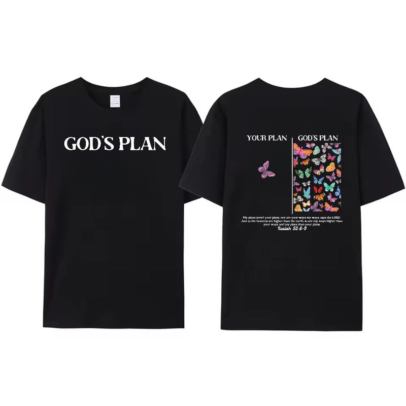 God's Plan Unisex T-Shirt, Christian t shirts, Vintage 90s Graphic Tee, Gift Top Womenswear Cotton Streetwear Summer, Gift For Her, For Mom, For Womenswears