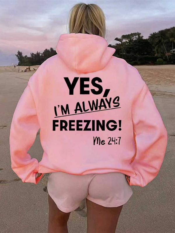 Letter Print Hoodie, Casual Long Sleeve Hooded Sweatshirt for Fall & Winter, Women's Clothes for Daily Wear