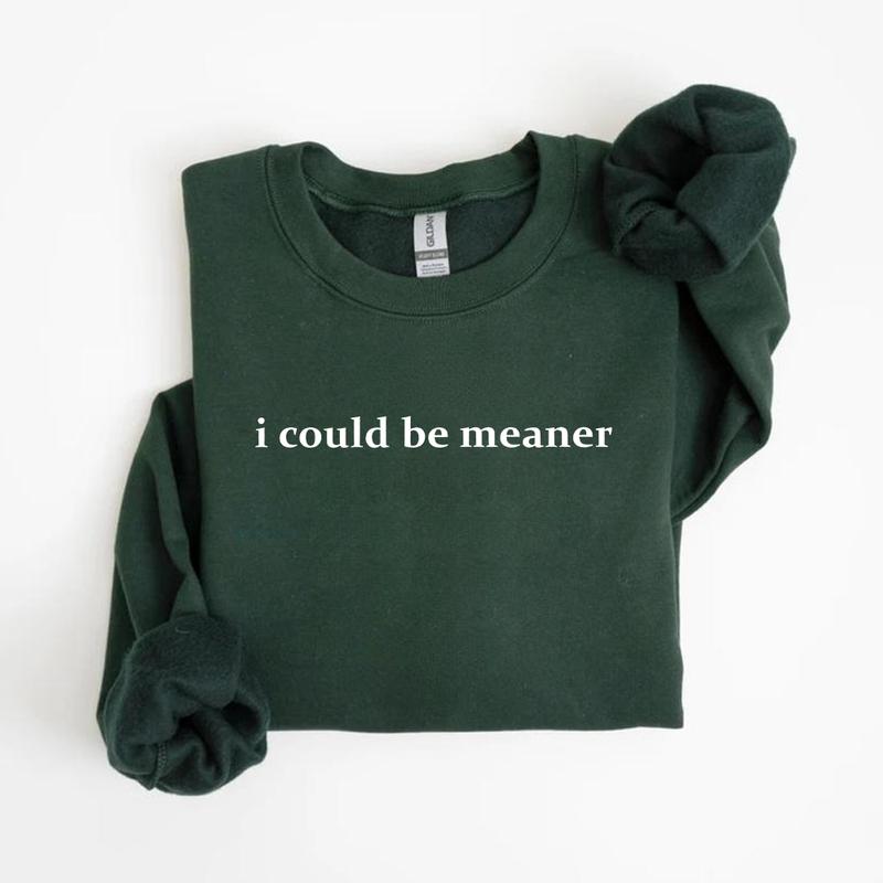 I Could Be Meaner Sweatshirt, Funny Sarcastic Quote Crewneck, Trendy Humor Graphic Top for Women