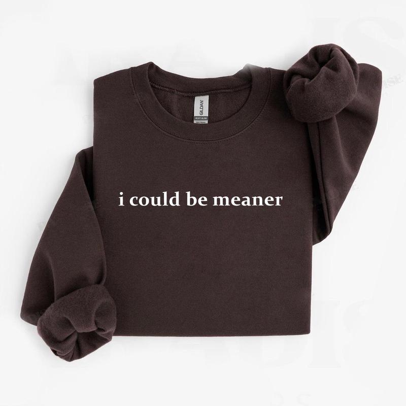 I Could Be Meaner Sweatshirt, Funny Sarcastic Quote Crewneck, Trendy Humor Graphic Top for Women