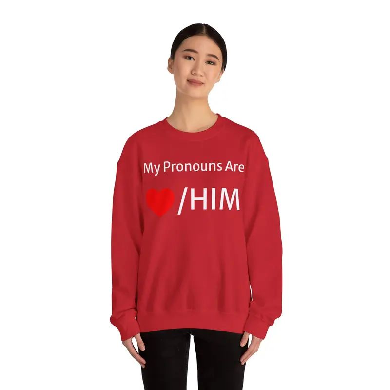 My Pronouns/HIM Funny Valentines Couples Sweater Crewneck
