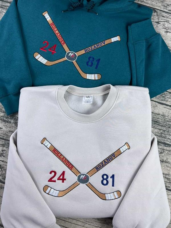Embroidered Hockey Romance Unisex Sweatshirt, Shipper Fan Gift