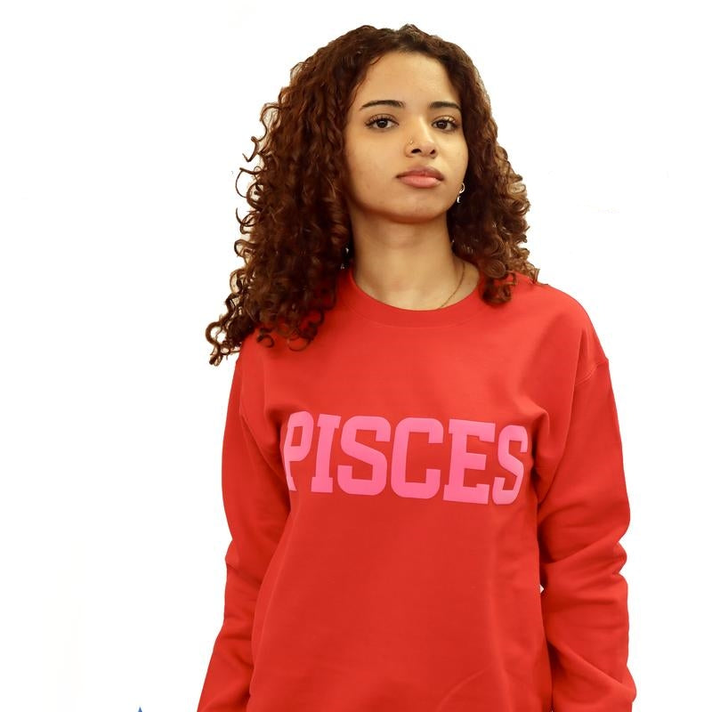 Sweatshirt: Valentine's Day Zodiac Puff Print (Limited Edition Red/Pink Combo) Astrology Apparel