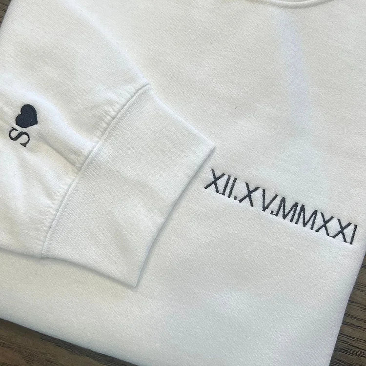 Custom Roman Numeral Date Couple's Hooide💕Sweatshirt