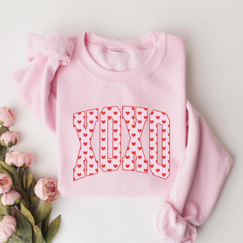 XOXO Valentines Day Sweatshirt, Cute Hearts Tee for Her, Love Sweatshirt, Romantic Holiday Crewneck