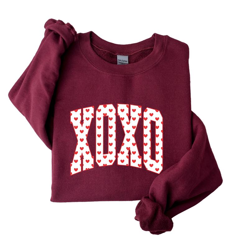 XOXO Valentines Day Sweatshirt, Cute Hearts Tee for Her, Love Sweatshirt, Romantic Holiday Crewneck