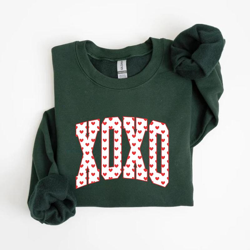 XOXO Valentines Day Sweatshirt, Cute Hearts Tee for Her, Love Sweatshirt, Romantic Holiday Crewneck
