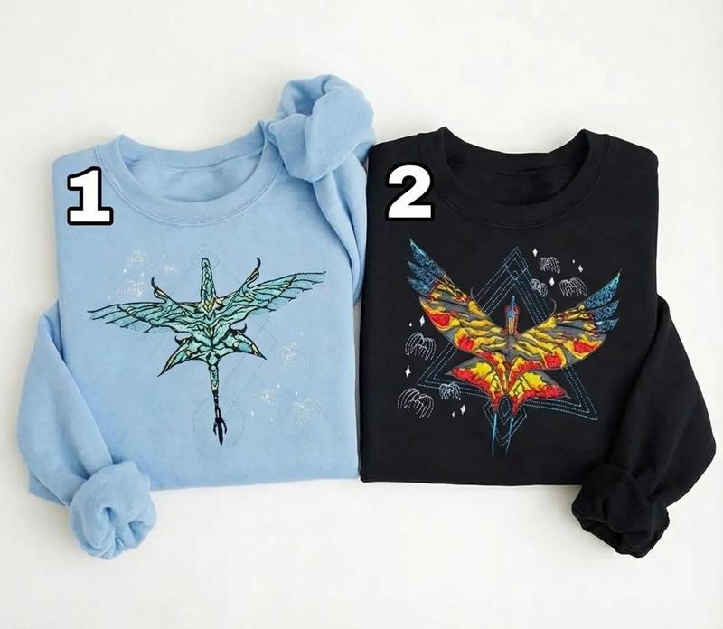 Avatar Fire and Ash embroidered  Sweatshirt/Hoodie, Pandora embroidery shirt, Toruk and Ilu Avatar movie shirt, Matching couple