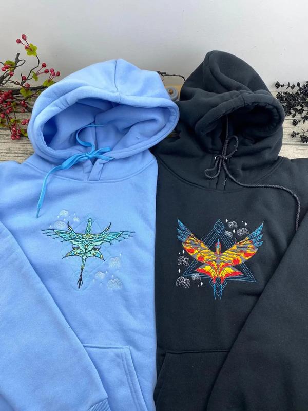 Avatar Fire and Ash embroidered  Sweatshirt/Hoodie, Pandora embroidery shirt, Toruk and Ilu Avatar movie shirt, Matching couple