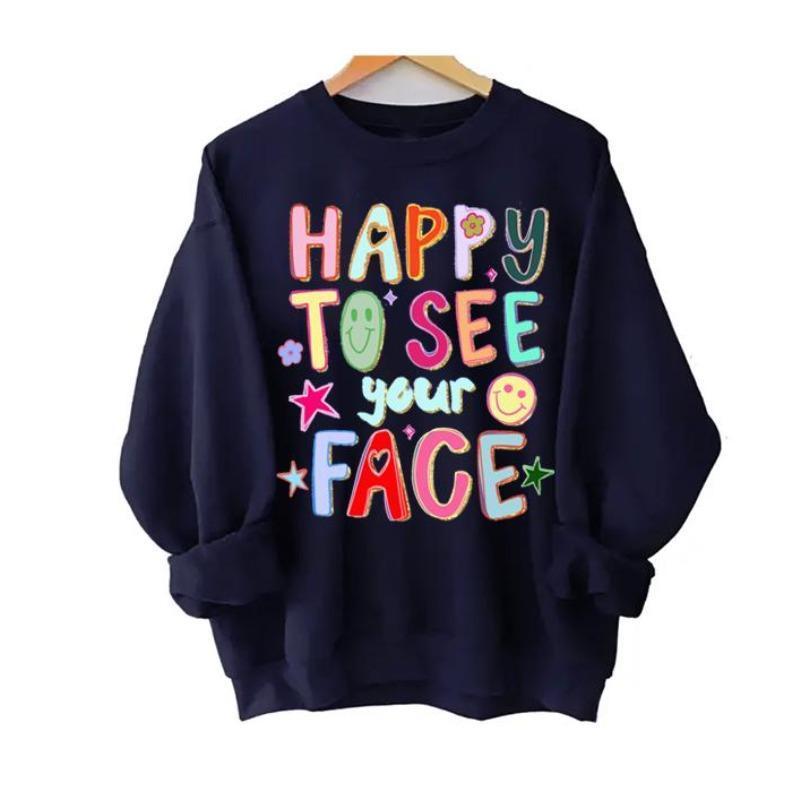 Happy To See Your Face Teacher Shirt, Hand Drawn Colorful Doodle Stars Messy Teacher Sweatshirt