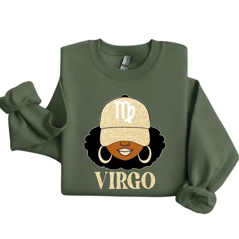 All 12 Zodiac Slay Girl Sweatshirt, Glitter Astrology Hat Graphic for Adults,Full Horoscope Star Sign Collection with Bold Zodiac Letter Design