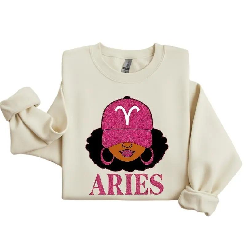 All 12 Zodiac Slay Girl Sweatshirt, Glitter Astrology Hat Graphic for Adults,Full Horoscope Star Sign Collection with Bold Zodiac Letter Design