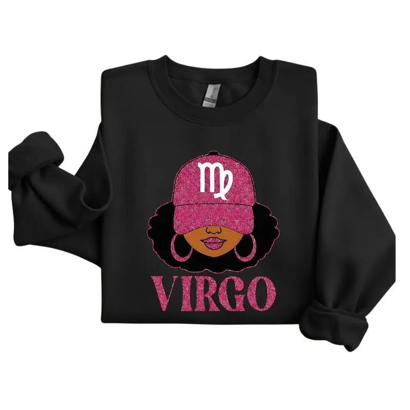 All 12 Zodiac Slay Girl Sweatshirt, Glitter Astrology Hat Graphic for Adults,Full Horoscope Star Sign Collection with Bold Zodiac Letter Design