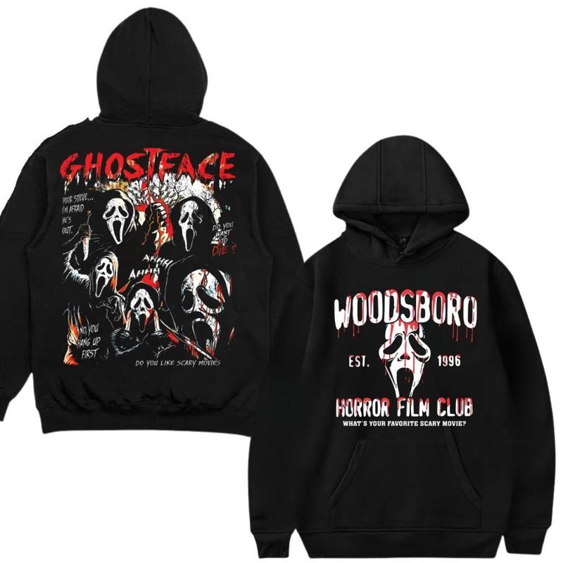 Ghostface Hoodie, Sweatshirt, T-Shirt, Women Horror Scary Merch, Halloween Horror Characters Hoodie
