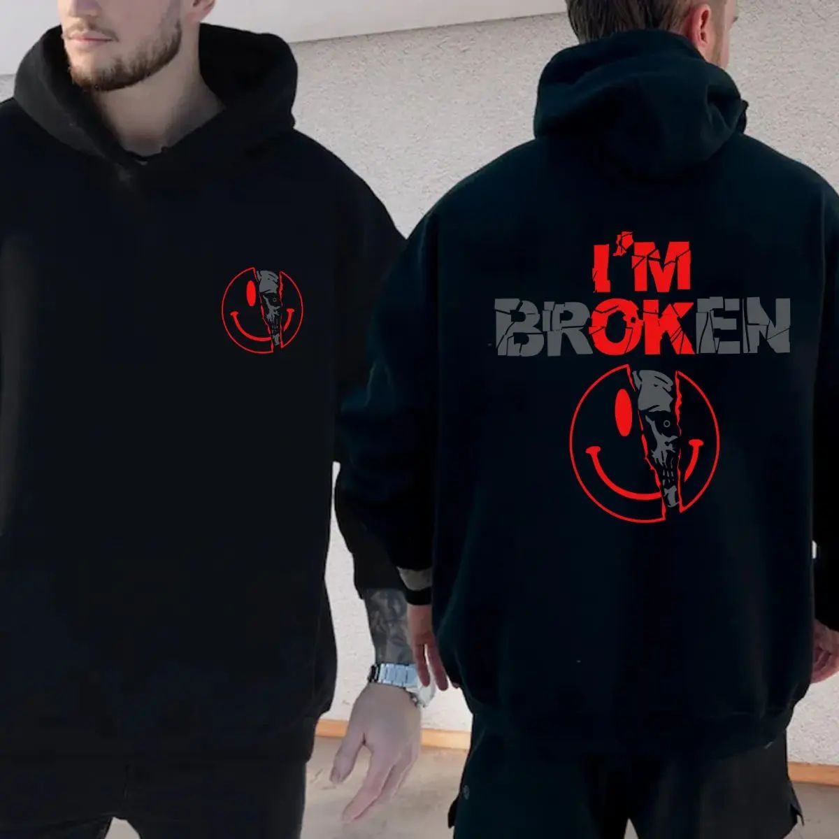 2 Sides I'm Broken Shirt, Horror Smile Face Hoodie, Broken Heart Sweatshirt, Unisex Shirt, Unisex Sweater Pullover Tee