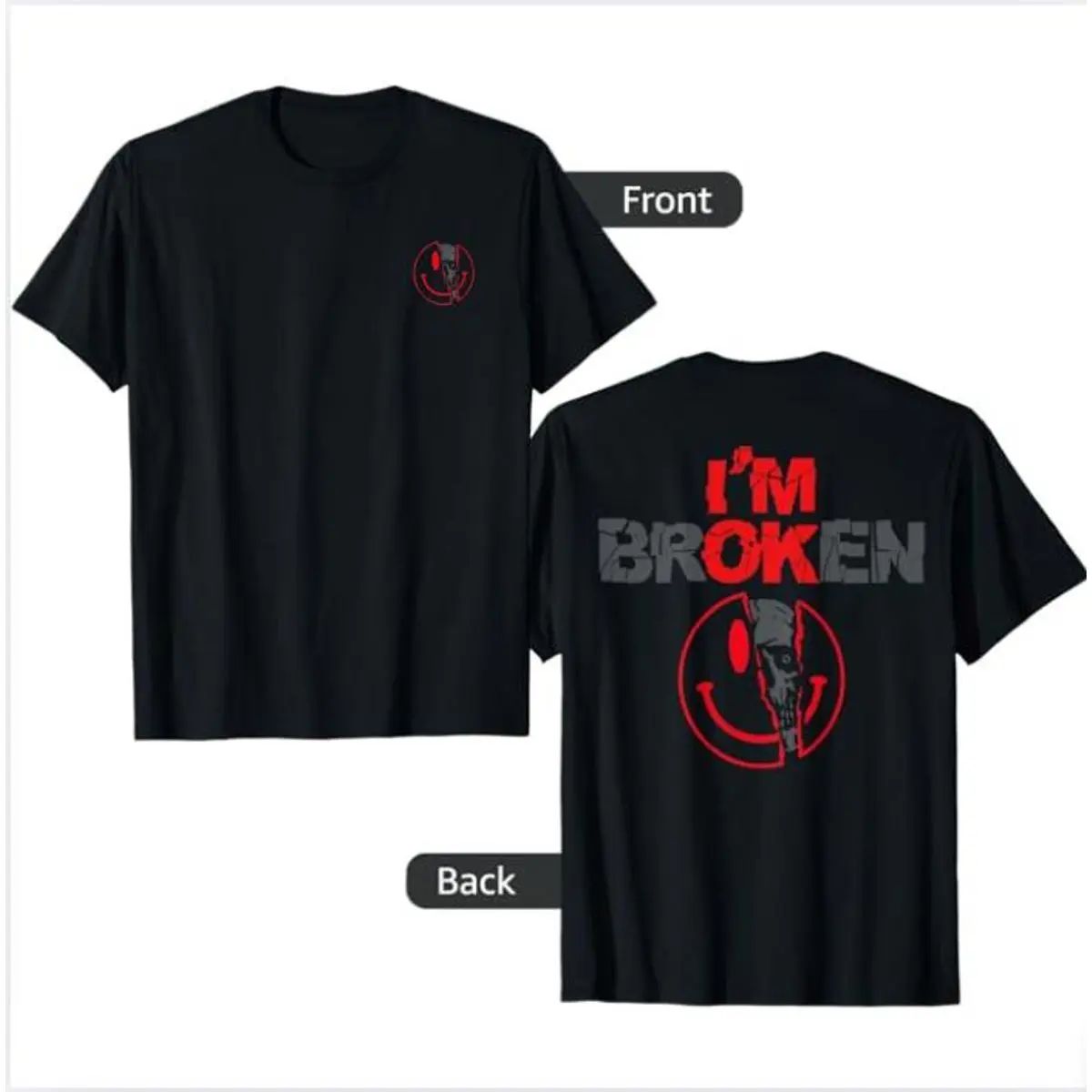 2 Sides I'm Broken Shirt, Horror Smile Face Hoodie, Broken Heart Sweatshirt, Unisex Shirt, Unisex Sweater Pullover Tee