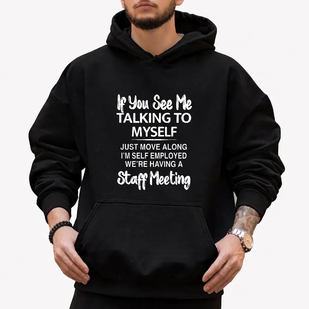 Short Sleeve Graphic Print "If You See Me Talking to Myself" T-shirt for Summer, Outdoor Sports Sweatshirt/Hoodie