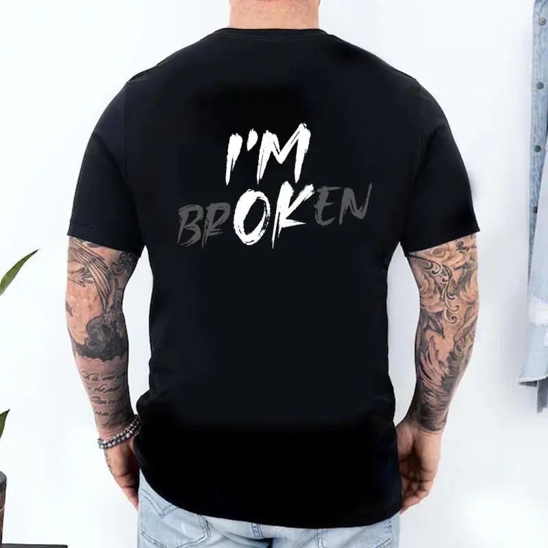Sarcastic Mental Health Hoodie: "I'm Broken I'm OK" Unisex Sweatshirt, Washed T-shirt-black, Shirt/Sweatshirt/Hoodie