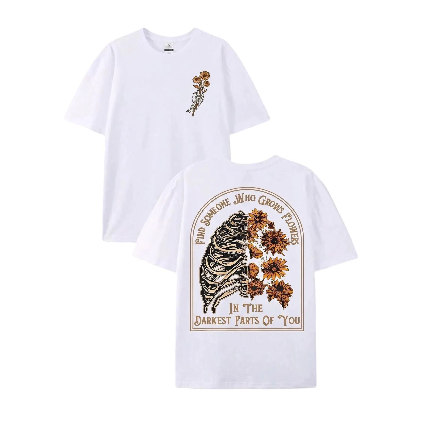 Find Someone Who Grows Flowers Rib Sunflowers Pattern Printing Street Style  T-shirt/Sweatshirt/Hoodie