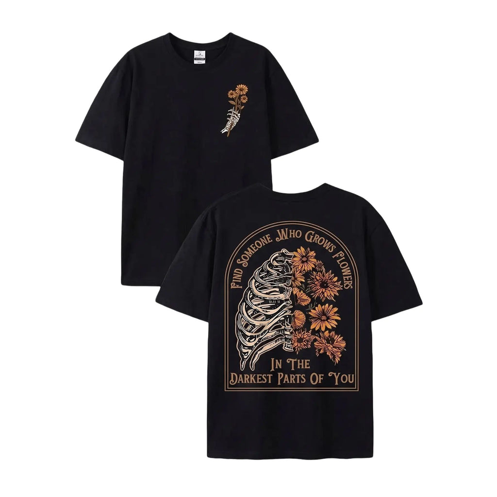 Find Someone Who Grows Flowers Rib Sunflowers Pattern Printing Street Style  T-shirt/Sweatshirt/Hoodie