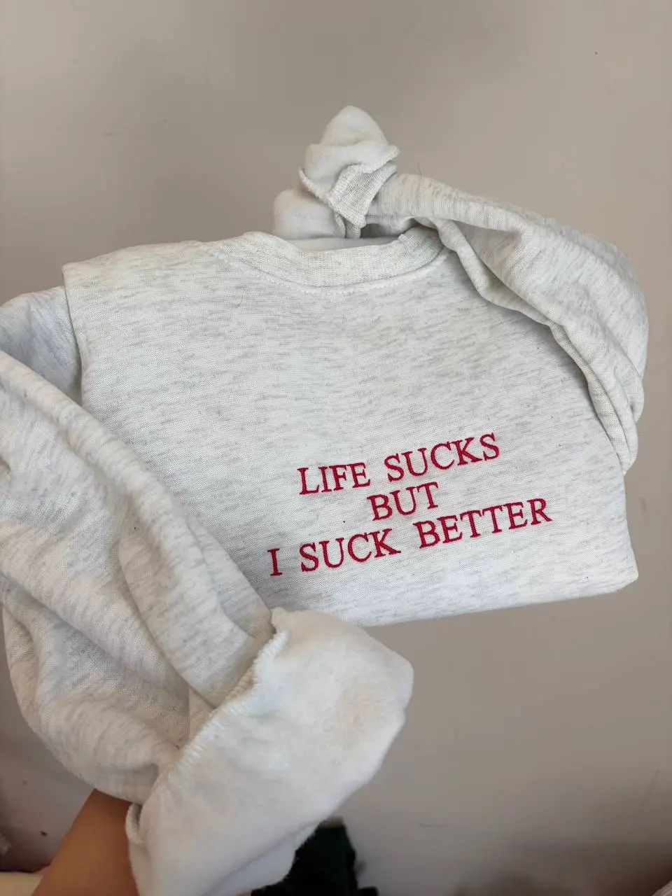[EMBROIDERED] Funny Slogan Red “Life Sucks But I Suck Better” TShirt, Sweatshirt, Hoodie, Unisex Streetwear