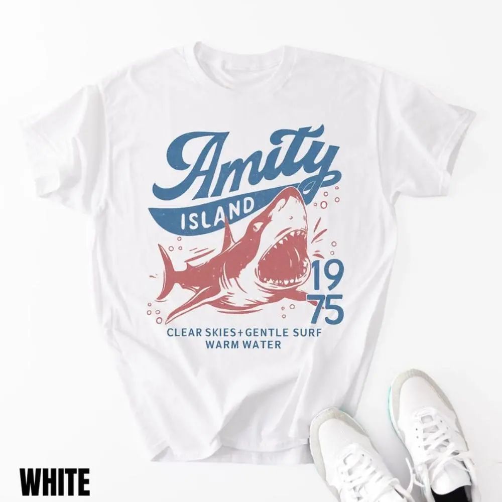 Jaws Amity Island 1975 Unisex Tee, Movie Inspired Gift, Cotton T-Shirt for Film Buffs