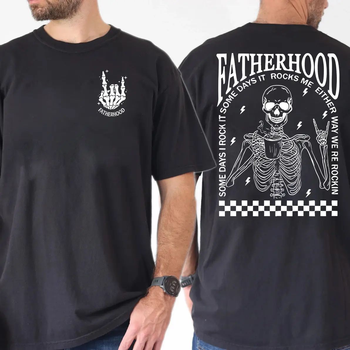 Comfort Colors Fatherhood Shirt, Funny Skeleton Dad Tee, Retro First Time Dad Shirt/Sweatshirt/Hoodie