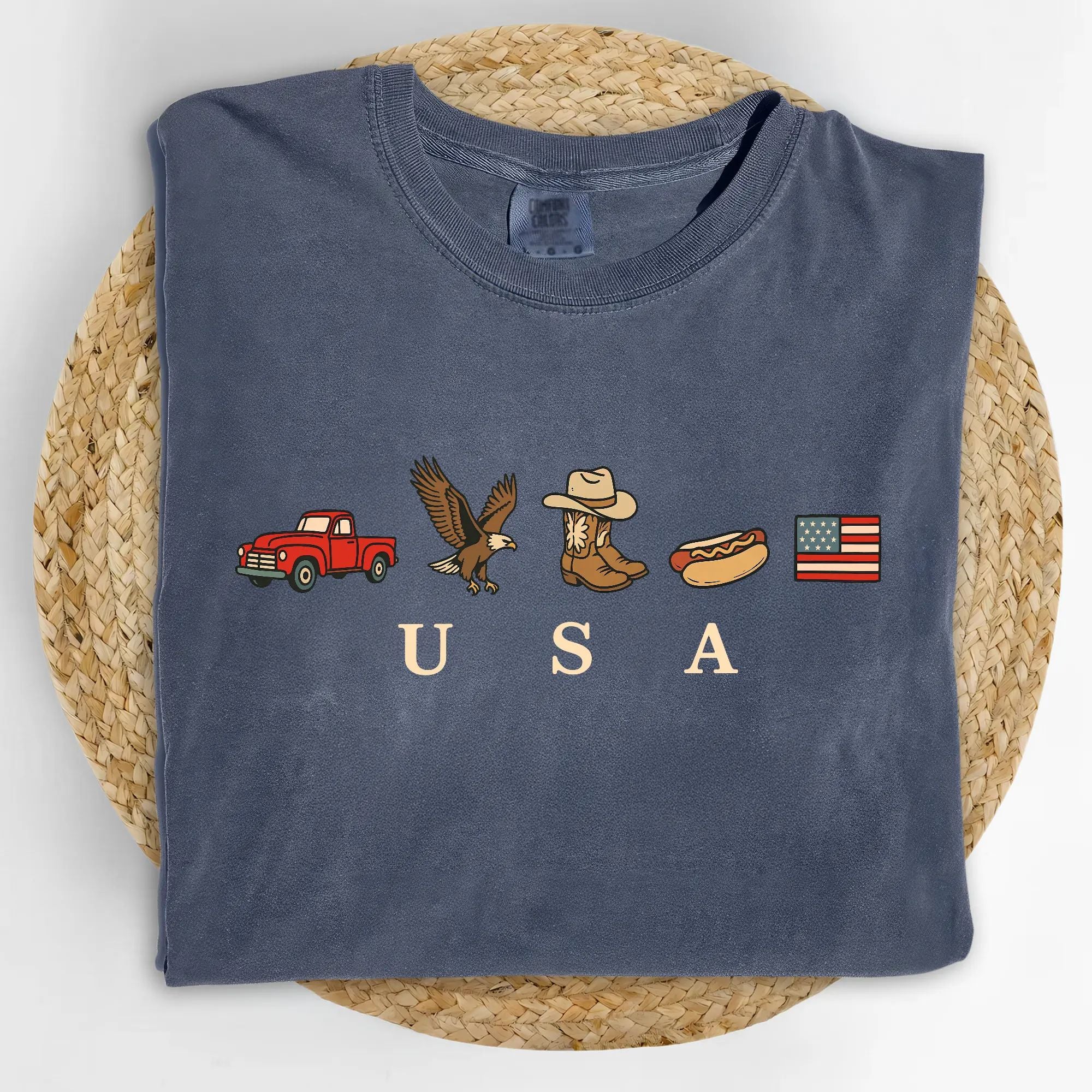 USA Icons Graphic T-Shirt, Vintage American Country Tee, Patriotic Oversized Shirt/Sweatshirt/Hoodie